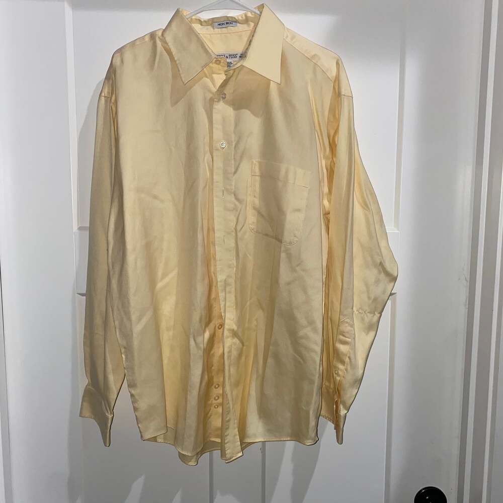 Joseph & Feiss Non-Iron Dress Shirt, Pale Yellow, Men's Size 17 34/35